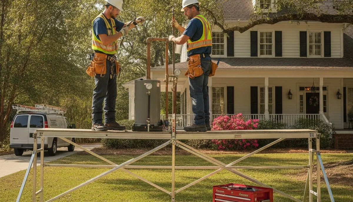 Savannah, GA plumber repairing a leaking pipe for a local home service call