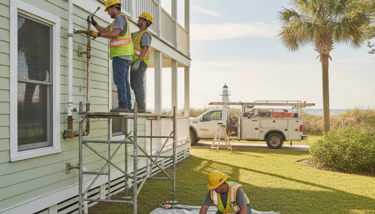 Savannah, GA plumbing repair team fixing a leak for residential and commercial service