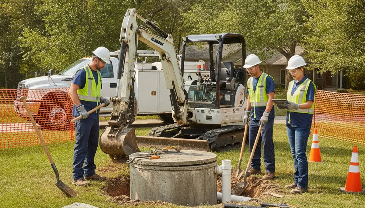 Savannah, GA plumber inspecting septic repair system for home service needs