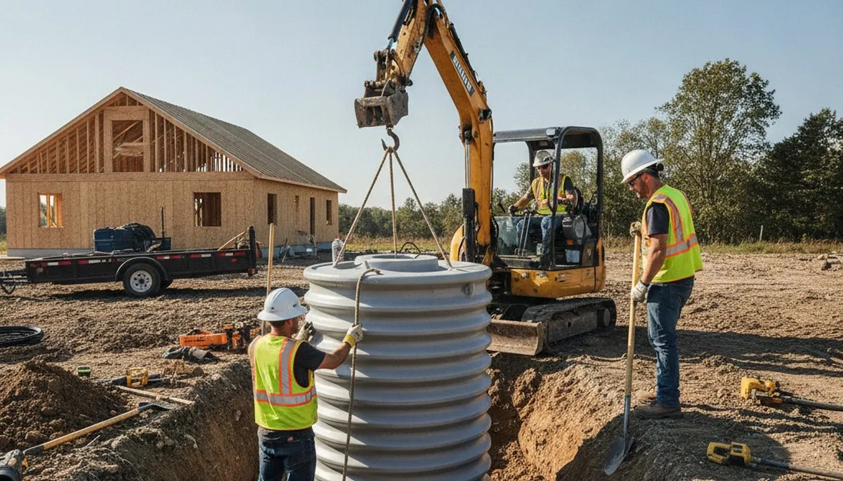 Savannah, GA plumbers installing a septic tank for a home service call