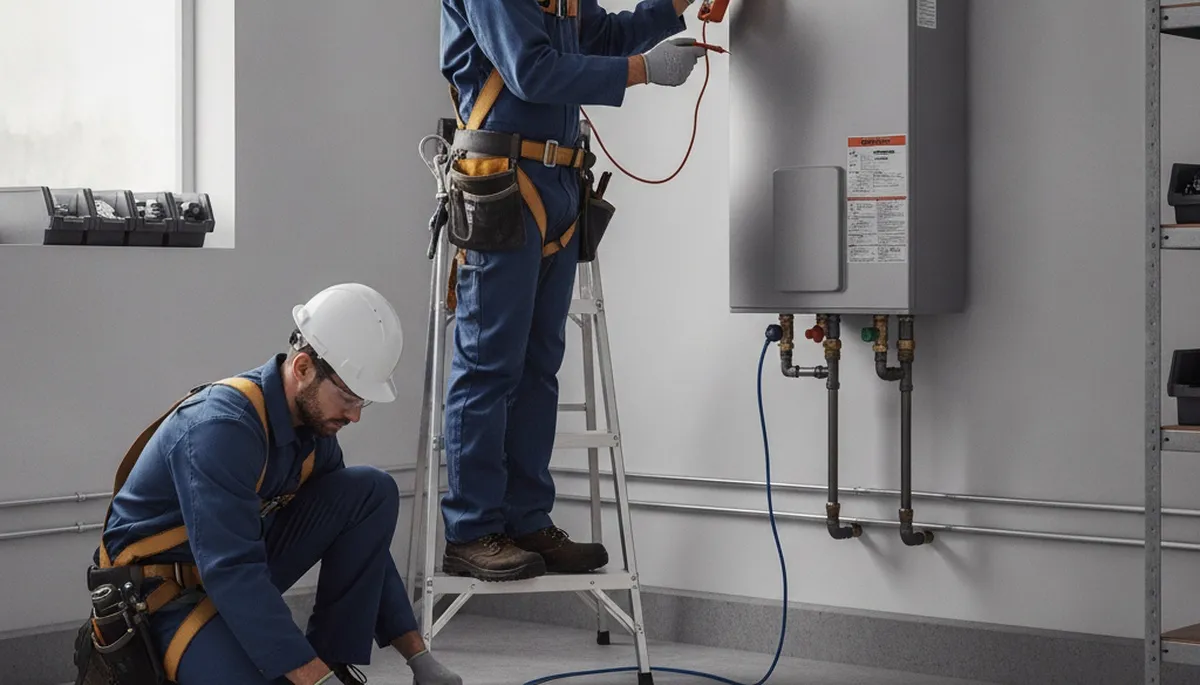 Savannah, GA plumber installing a tankless water heater for reliable on-demand hot water